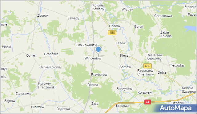 mapa Sewerynów, Sewerynów gmina Widawa na mapie Targeo
