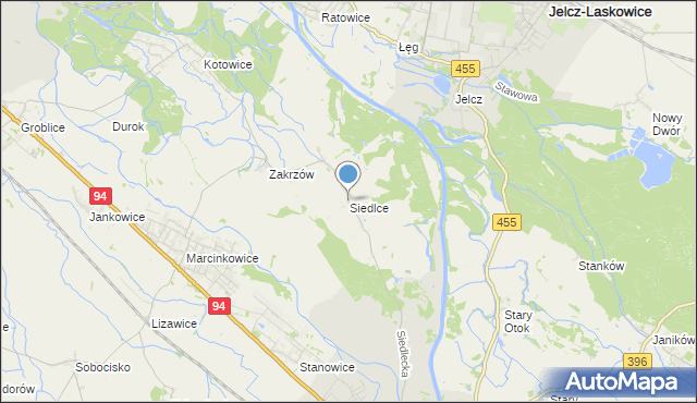 mapa Siedlce, Siedlce gmina Oława na mapie Targeo