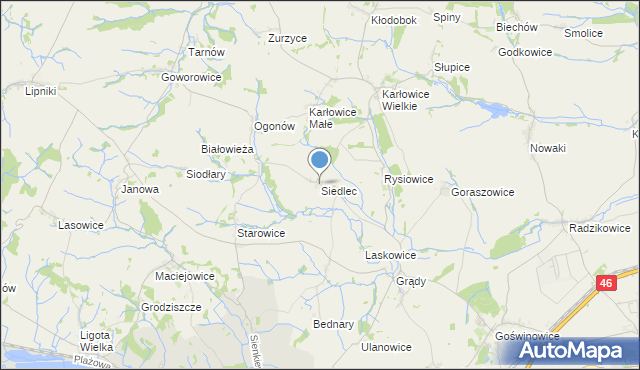 mapa Siedlec, Siedlec gmina Otmuchów na mapie Targeo