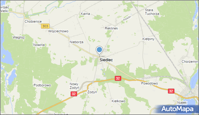 mapa Siedlec, Siedlec powiat wolsztyński na mapie Targeo