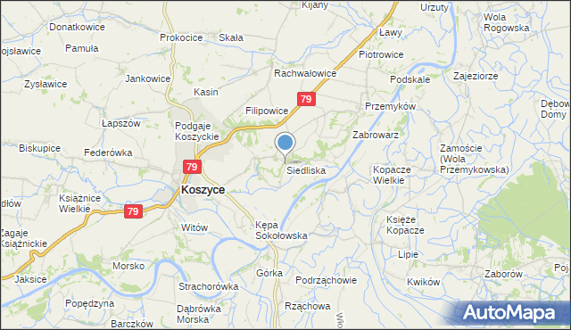 mapa Siedliska, Siedliska gmina Koszyce na mapie Targeo