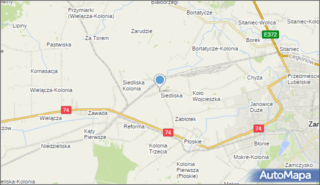 mapa Siedliska, Siedliska gmina Zamość na mapie Targeo