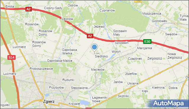 mapa Siedlisko, Siedlisko gmina Zgierz na mapie Targeo