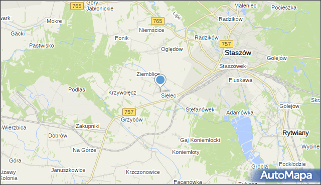 mapa Sielec, Sielec gmina Staszów na mapie Targeo