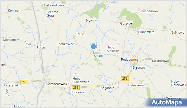 mapa Sielec, Sielec gmina Żnin na mapie Targeo