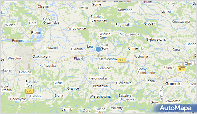 mapa Siemiechów, Siemiechów gmina Gromnik na mapie Targeo