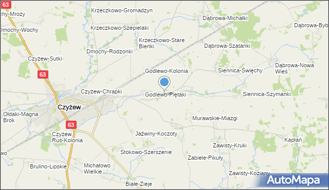 mapa Siennica-Klawy, Siennica-Klawy na mapie Targeo