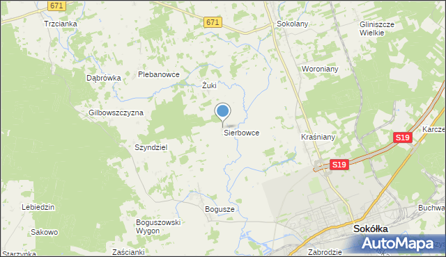 mapa Sierbowce, Sierbowce na mapie Targeo