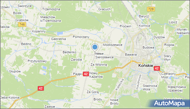 mapa Sierosławice, Sierosławice gmina Końskie na mapie Targeo