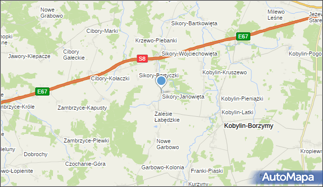 mapa Sikory-Janowięta, Sikory-Janowięta na mapie Targeo