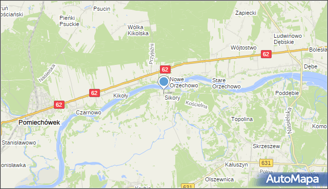 mapa Sikory, Sikory gmina Wieliszew na mapie Targeo