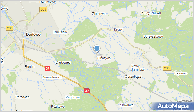 mapa Sińczyca, Sińczyca na mapie Targeo
