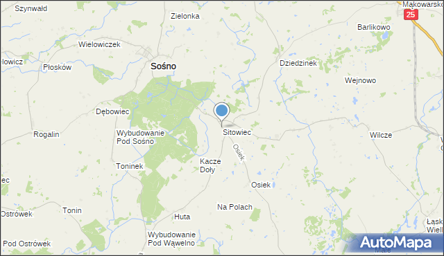 mapa Sitowiec, Sitowiec na mapie Targeo