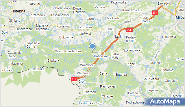 mapa Skalanka, Skalanka na mapie Targeo