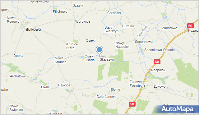 mapa Skarszyn, Skarszyn gmina Naruszewo na mapie Targeo