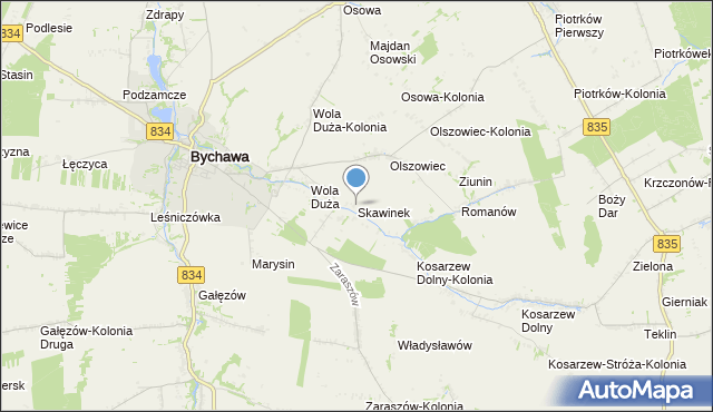 mapa Skawinek, Skawinek na mapie Targeo