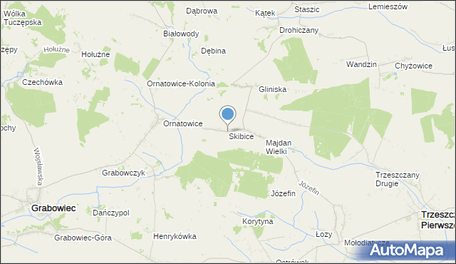 mapa Skibice, Skibice gmina Grabowiec na mapie Targeo