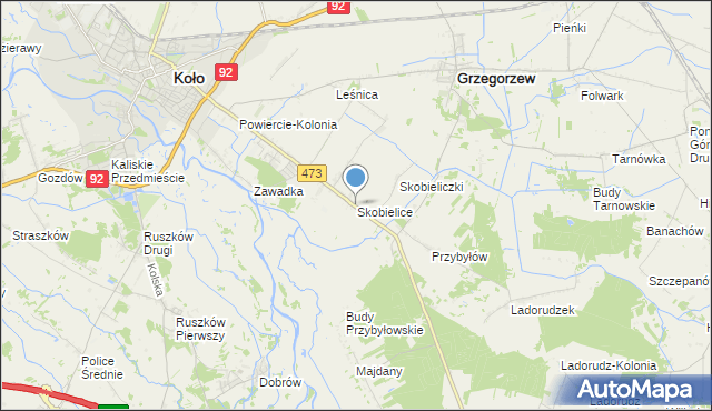 mapa Skobielice, Skobielice na mapie Targeo