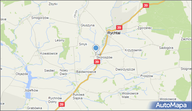 mapa Skoroszów, Skoroszów gmina Rychtal na mapie Targeo