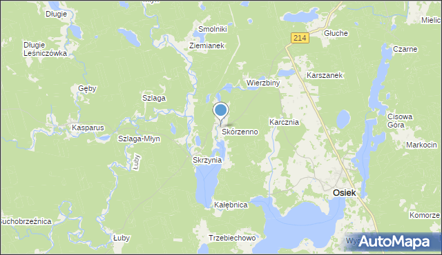 mapa Skórzenno, Skórzenno na mapie Targeo