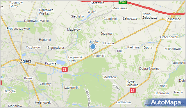 mapa Skotniki, Skotniki gmina Zgierz na mapie Targeo