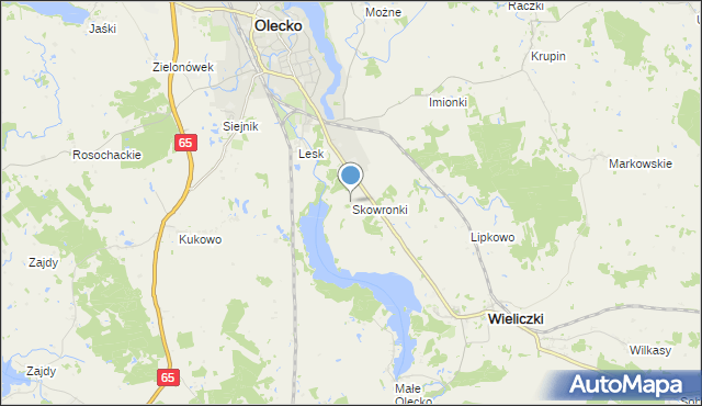 mapa Skowronki, Skowronki gmina Olecko na mapie Targeo