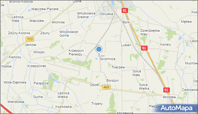 mapa Skromnica, Skromnica na mapie Targeo