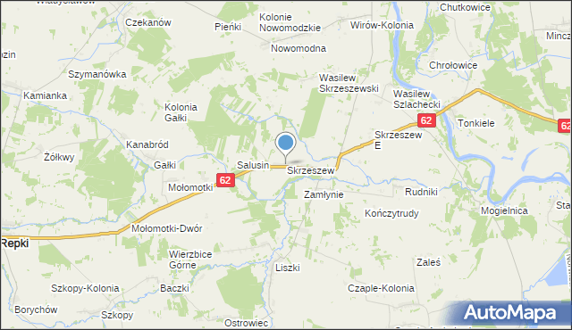 mapa Skrzeszew, Skrzeszew gmina Repki na mapie Targeo