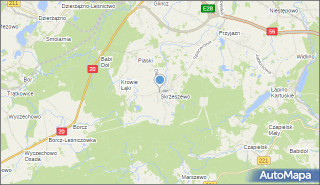 mapa Skrzeszewo, Skrzeszewo gmina Żukowo na mapie Targeo