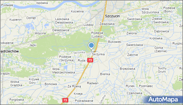 mapa Skrzynka, Skrzynka gmina Szczucin na mapie Targeo