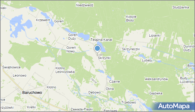 mapa Skrzynki, Skrzynki gmina Baruchowo na mapie Targeo