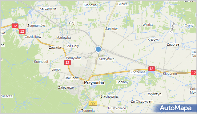 mapa Skrzyńsko, Skrzyńsko na mapie Targeo