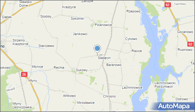 mapa Słabęcin, Słabęcin na mapie Targeo