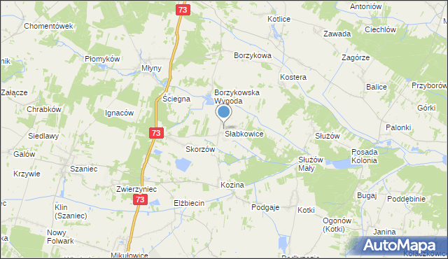 mapa Słabkowice, Słabkowice na mapie Targeo