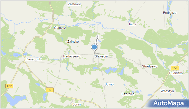 mapa Sławęcin, Sławęcin gmina Choszczno na mapie Targeo