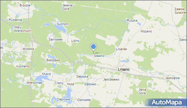 mapa Sławno, Sławno gmina Cekcyn na mapie Targeo