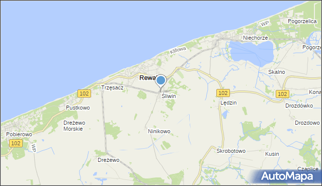 mapa Śliwin, Śliwin na mapie Targeo