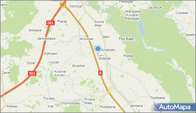 mapa Słoboda, Słoboda gmina Raczki na mapie Targeo