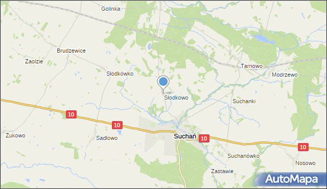 mapa Słodkowo, Słodkowo na mapie Targeo