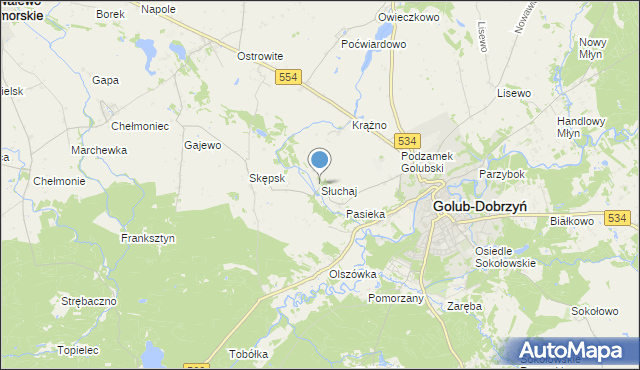 mapa Słuchaj, Słuchaj na mapie Targeo
