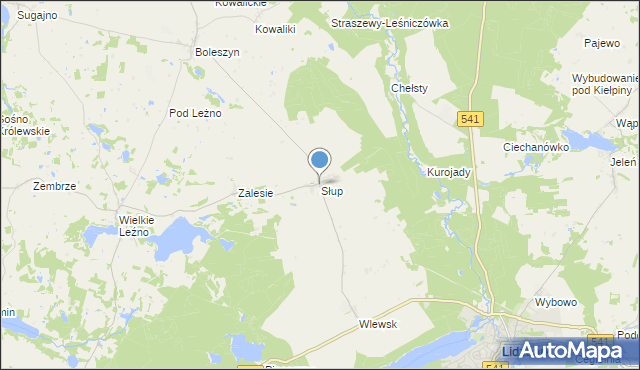 mapa Słup, Słup gmina Lidzbark na mapie Targeo