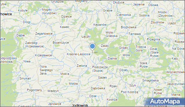 mapa Słupia, Słupia gmina Jodłownik na mapie Targeo