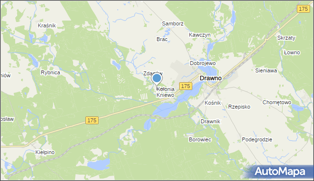 mapa Śmieszkowo, Śmieszkowo gmina Drawno na mapie Targeo