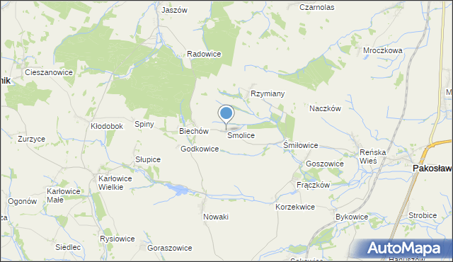 mapa Smolice, Smolice gmina Pakosławice na mapie Targeo