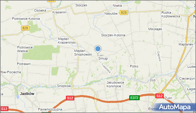 mapa Smugi, Smugi gmina Jastków na mapie Targeo