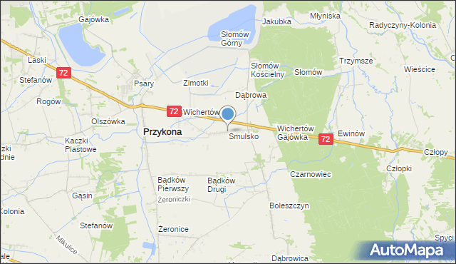 mapa Smulsko, Smulsko gmina Przykona na mapie Targeo