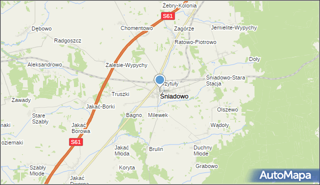 mapa Śniadowo, Śniadowo powiat łomżyński na mapie Targeo