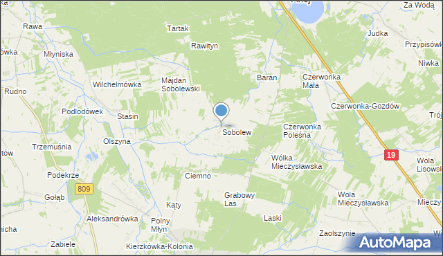 mapa Sobolew, Sobolew gmina Firlej na mapie Targeo
