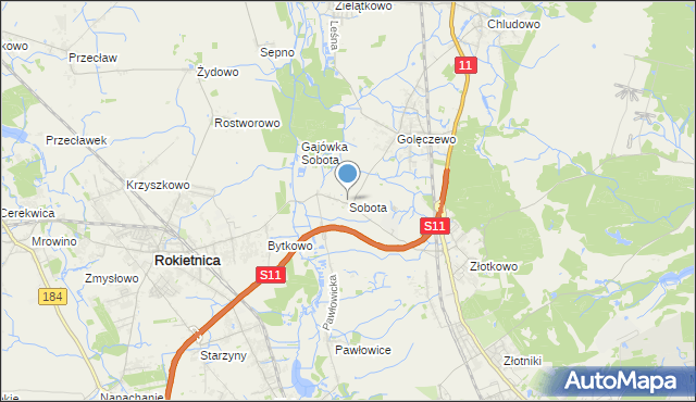 mapa Sobota, Sobota gmina Rokietnica na mapie Targeo