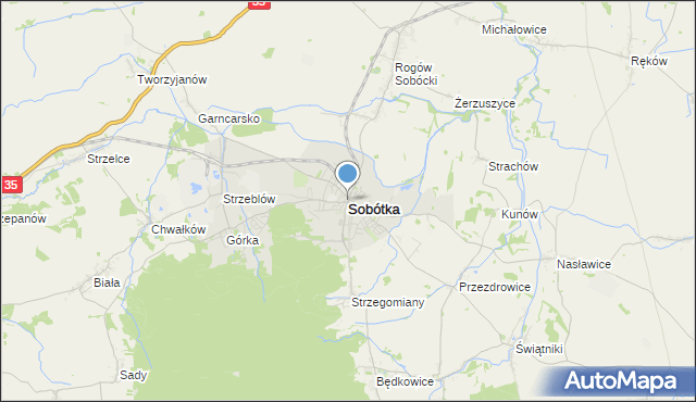 mapa Sobótka, Sobótka powiat wrocławski na mapie Targeo